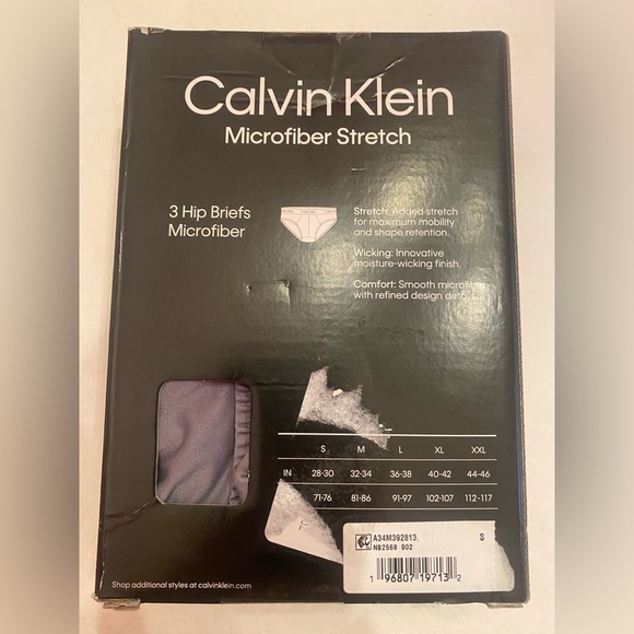 CALVIN KLEIN Men's 3 Pair Microfiber Stretch Hip Briefs Size Small 28-30 - Picture 3 of 5